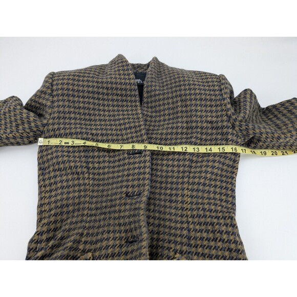 Linda Allard Ellen Tracy Wool Cashmere Blend Green Brown Plaid Blazer Size 4 Sml - Picture 7 of 9